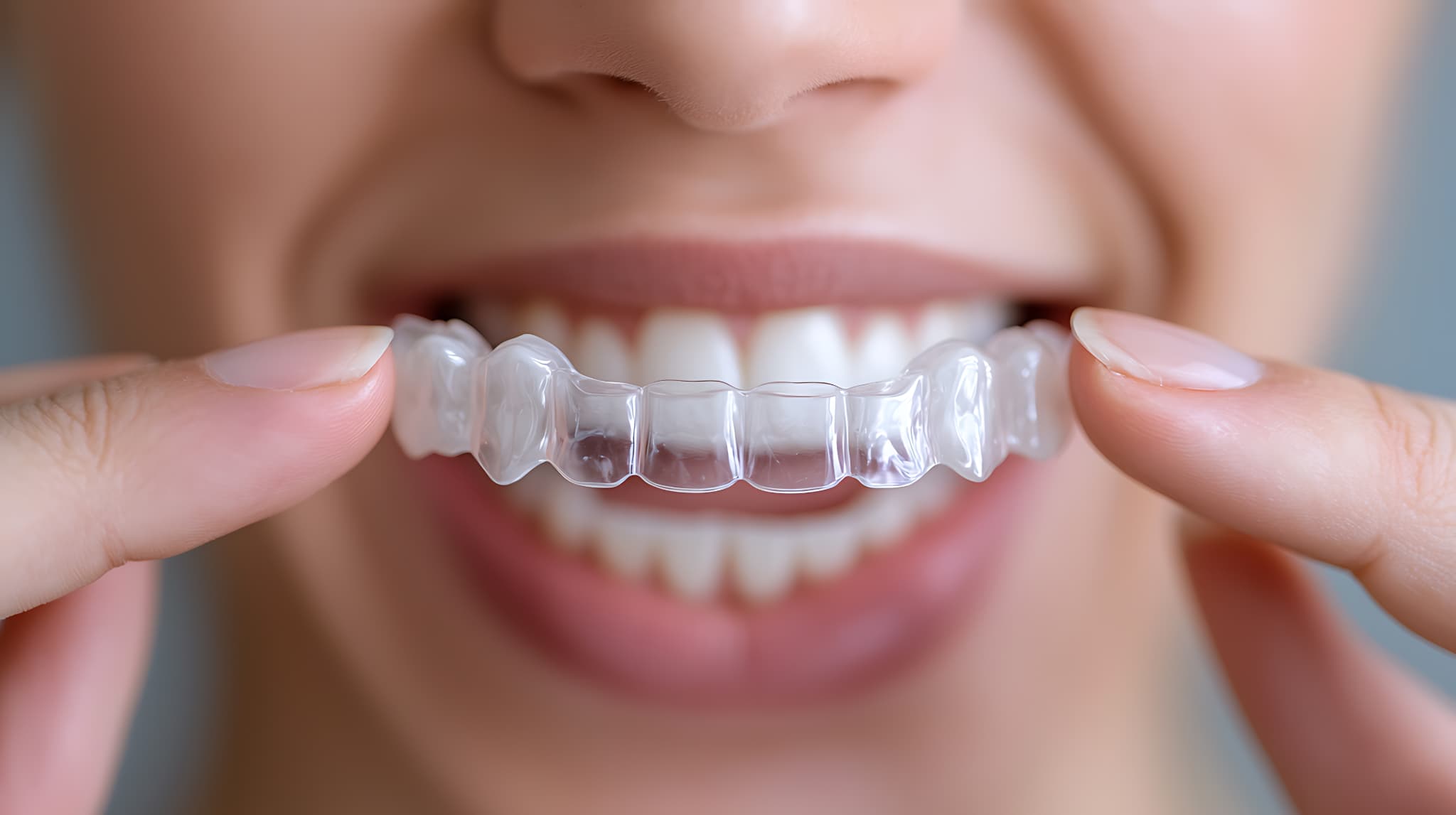 マウスピース矯正をする女性